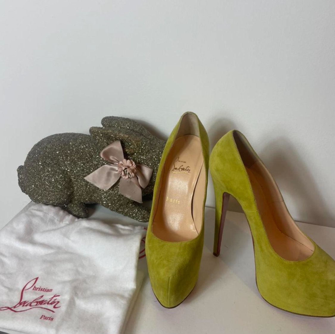 Christian Louboutin suede heels, as seen on Kim Kardashian