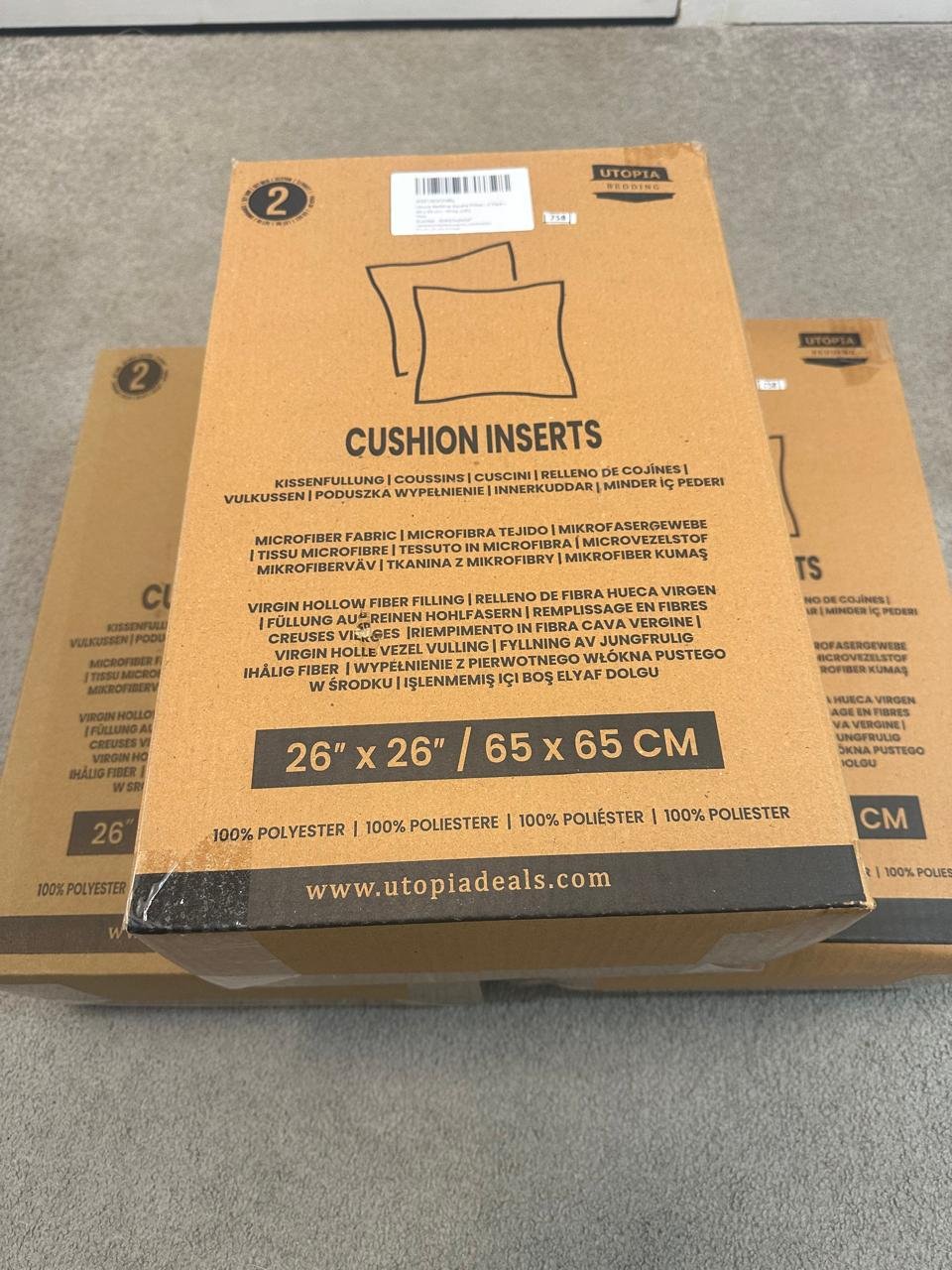 Utopia Bedding Cushion Inner Pads (Pack of 2) 65x65cm